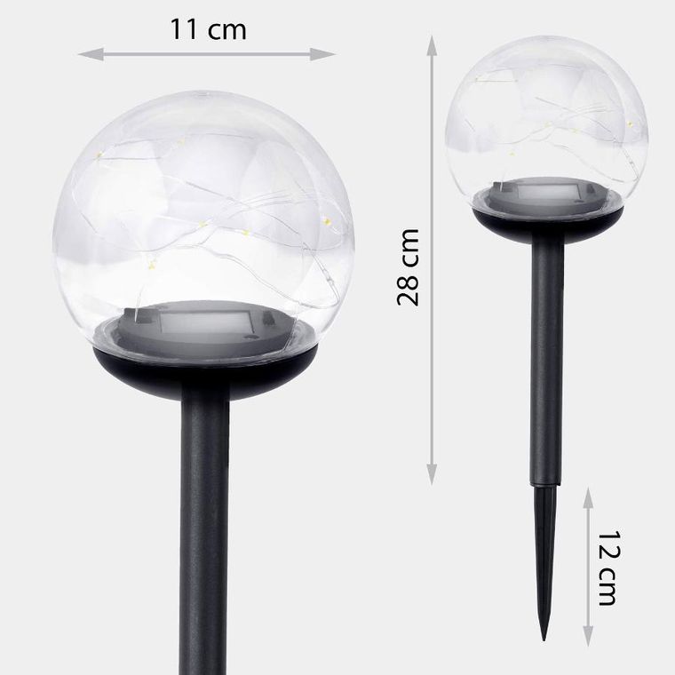 Ilumen, lampka solarna, przeźroczysta, kula, 4 szt.