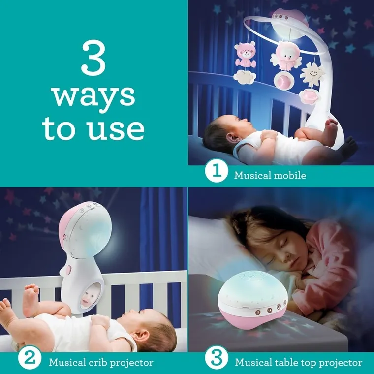 Infantino, muzyczna karuzela interaktywna 3w1, pudrowy róż