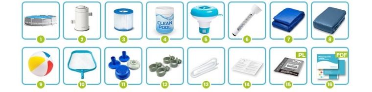 Intex, basen ogrodowy, stelażowy, 305-76 cm, zestaw 15w1