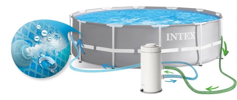Intex, basen ogrodowy stelażowy, zestaw 4w1, 366-99 cm