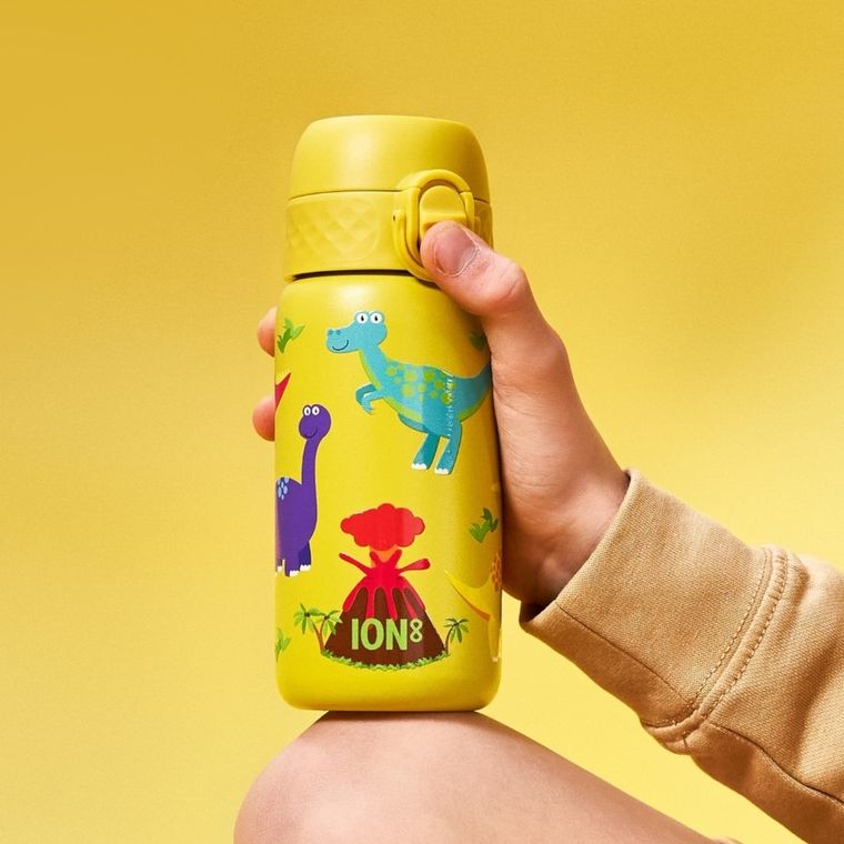 ION8, Dinozaury, bidon termiczny z ustnikiem, próżniowy, żółty, 320 ml