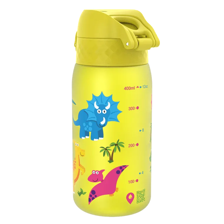 Ion8, Dinozaury, bidon z ustnikiem, żółty, 350 ml