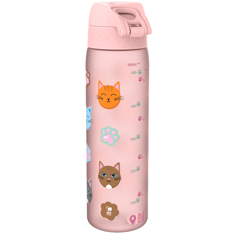 Ion8, Kotki, bidon z ustnikiem, różowy, 500 ml