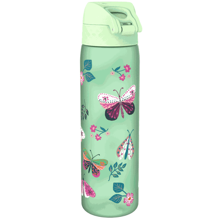 Ion8, Motylki, bidon z ustnikiem, zielony, 500 ml