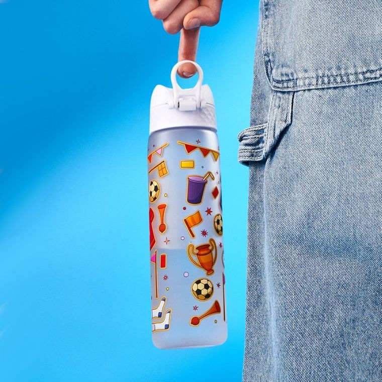 ION8, Piłka nożna, bidon z ustnikiem, biały, 500 ml