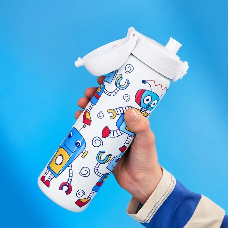ION8, Roboty, bidon stalowy z ustnikiem, biały, 600 ml