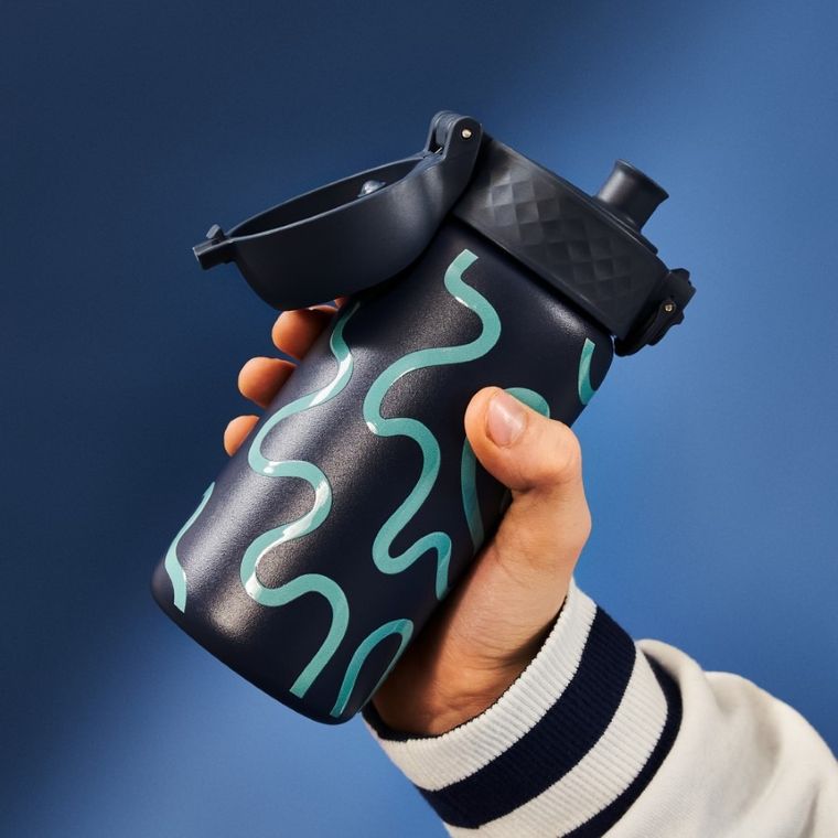 ION8, Szlaczki, bidon termiczny z ustnikiem, próżniowy, granatowy, 320 ml