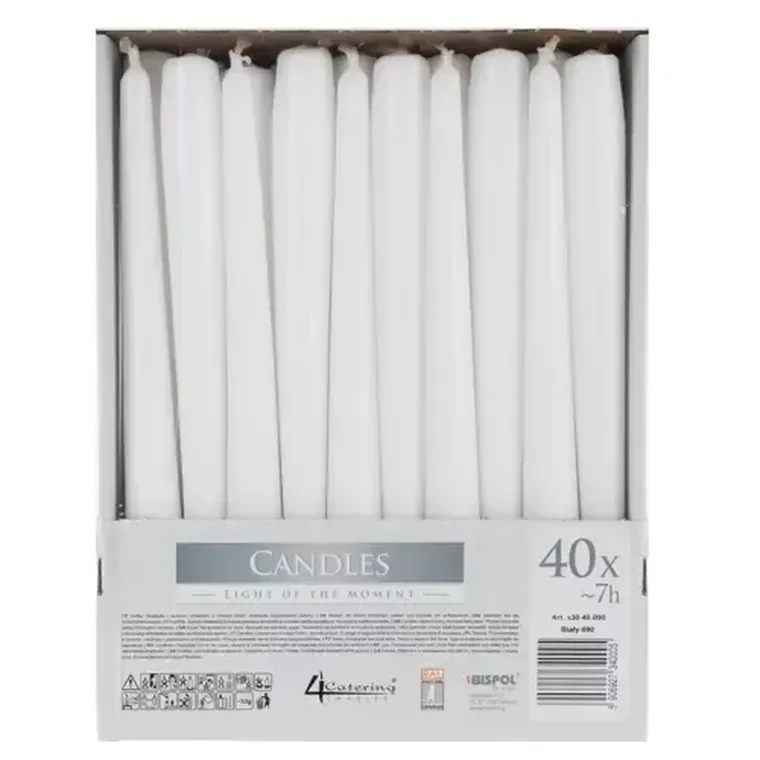 Iso Trade, świeca stożek biała, zestaw, 40 szt.