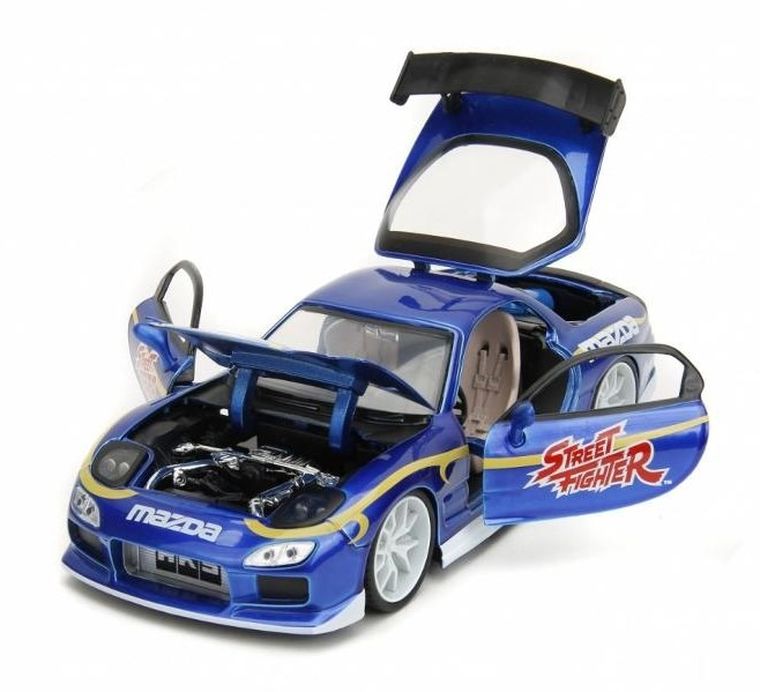Jada Toys, Street Fighter, 1993 Mazda RX7, model pojazdu z figurką, 1:24