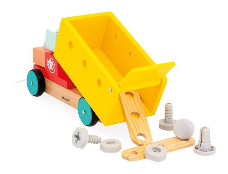 Janod, Brico ‘Kids, ciężarówka do składania, drewniany pojazd do ciągnięcia