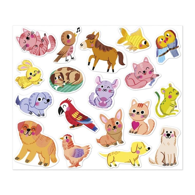 Janod, duże naklejki, domowe pupile, 100 szt.