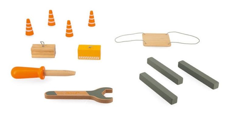 Janod, Duży, drewniany dźwig do składania z narzędziami