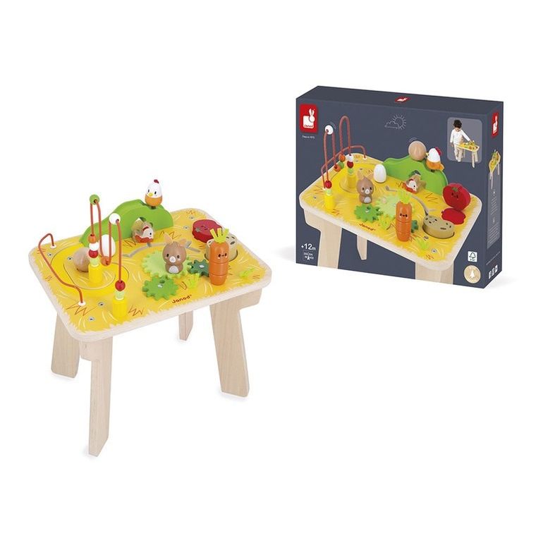 Janod, Farma, wielofunkcyjny stolik edukacyjny, drewniany