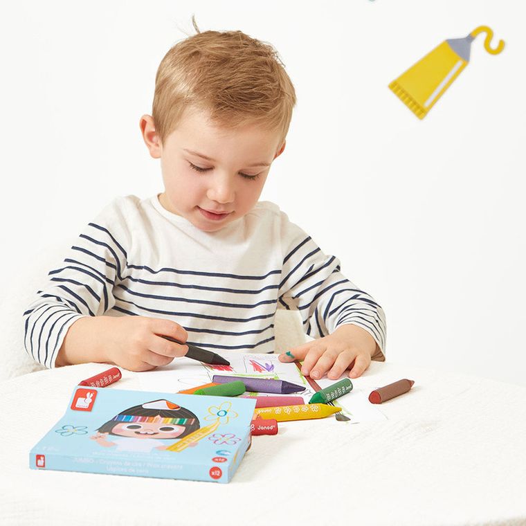 Janod, kredki woskowe, 12 kolorów