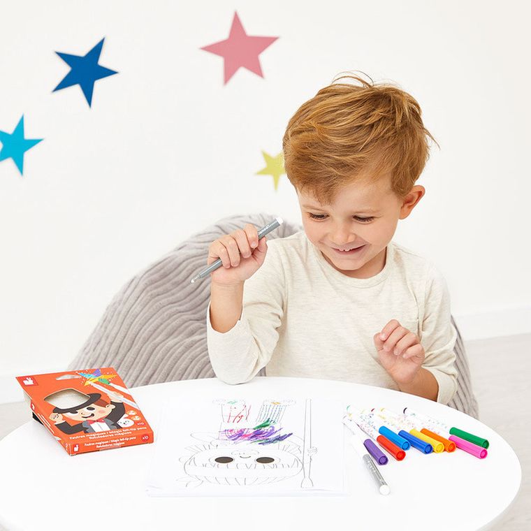 Janod, magiczne flamastry zmieniające kolor, 10 kolorów