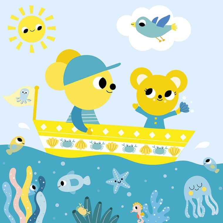 Janod, My arts & crafts, zestaw kreatywny, naklejki z filcu i magiczny pisak