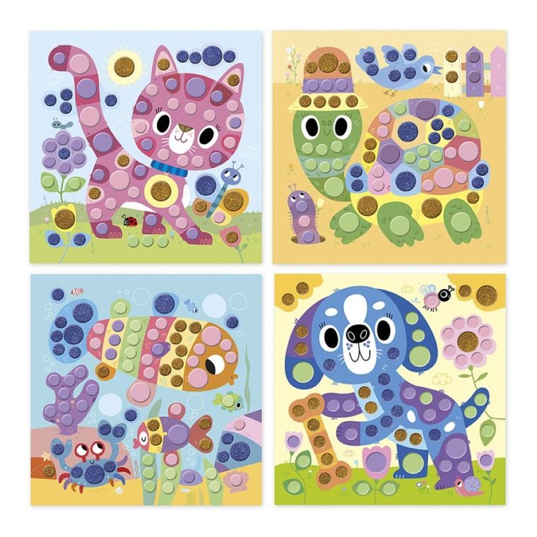 Janod, My arts & crafts, Zwierzęta, piankowe naklejki, multizestaw kreatywny