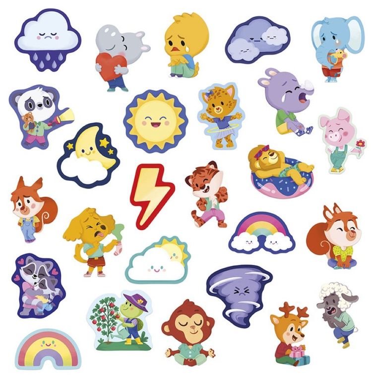 Janod, naklejki, emocje, 100 szt.