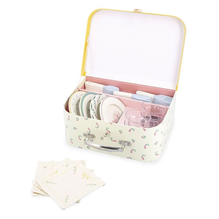 Janod, Shiny Grandma, zestaw piknikowy w walizce, z akcesoriami, 24 elementów