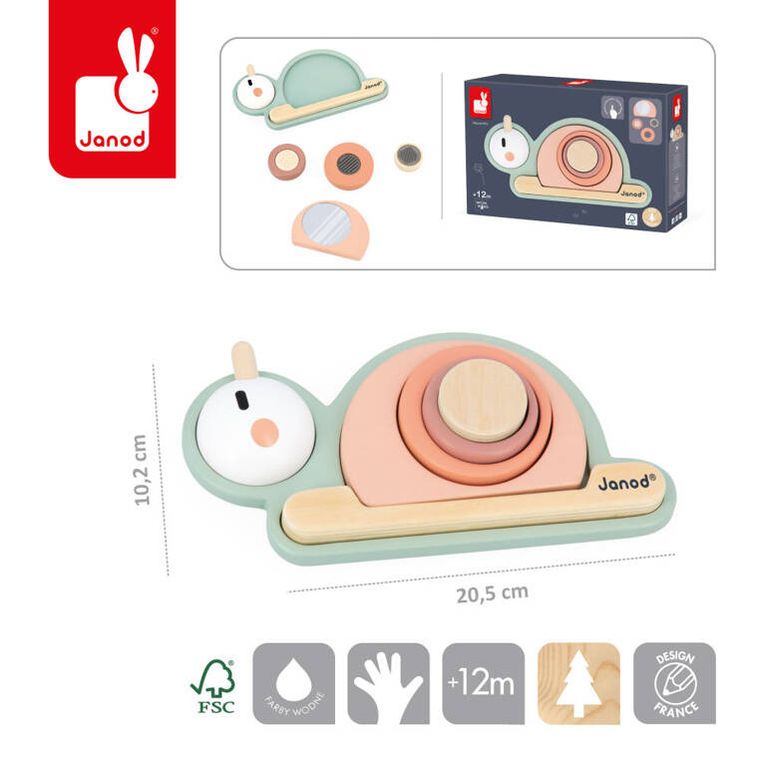 Janod, Ślimak, drewniana układanka sensoryczna