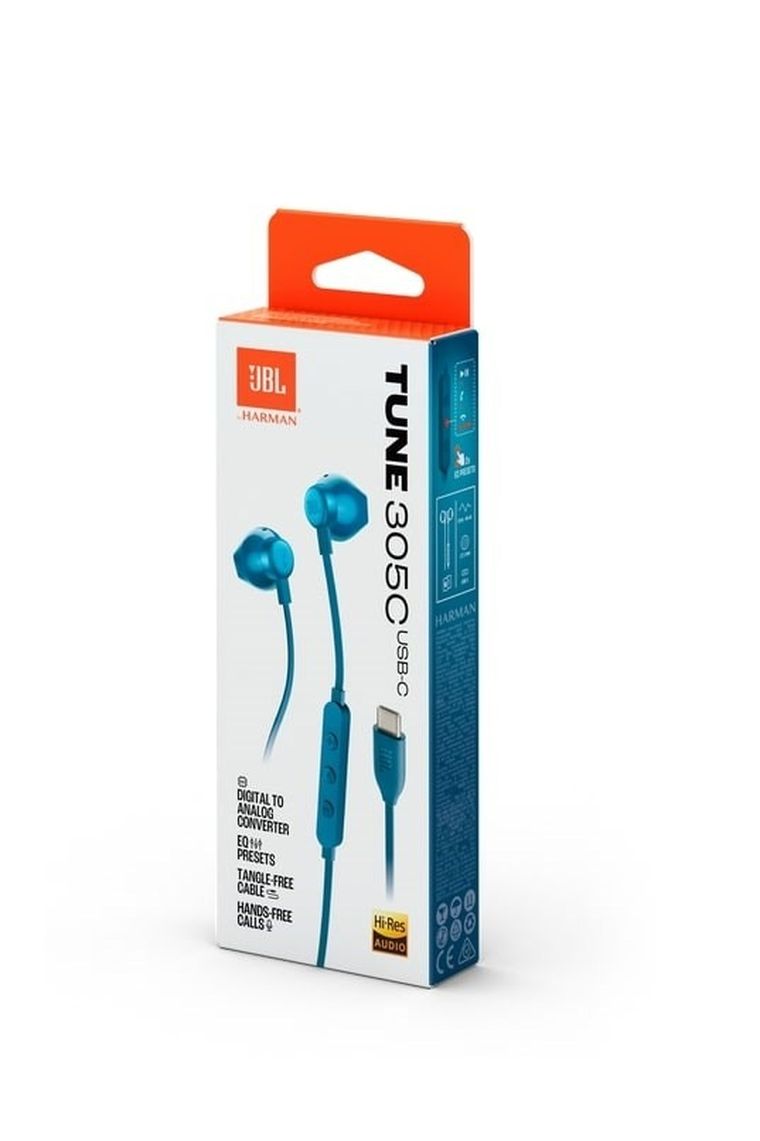 JBL, Tune 305C, słuchawki douszne, niebieski