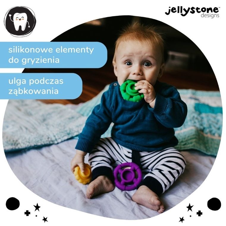 Jellystone Designs, Mała Wieża, silikonowy gryzak, tęczowy