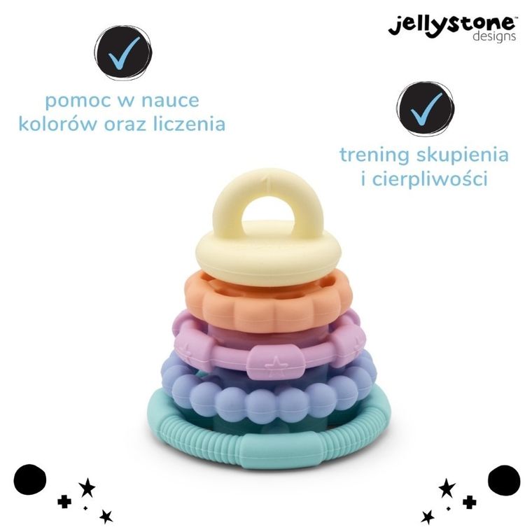 Jellystone, gryzak silikonowy, pastelowa wieża