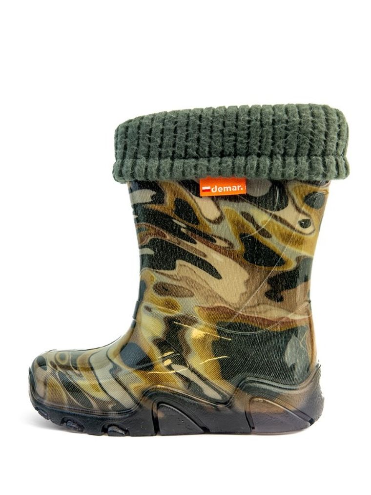 Kalosze chłopięce, ocieplane, brązowe, Stormer Lux Print, Demar