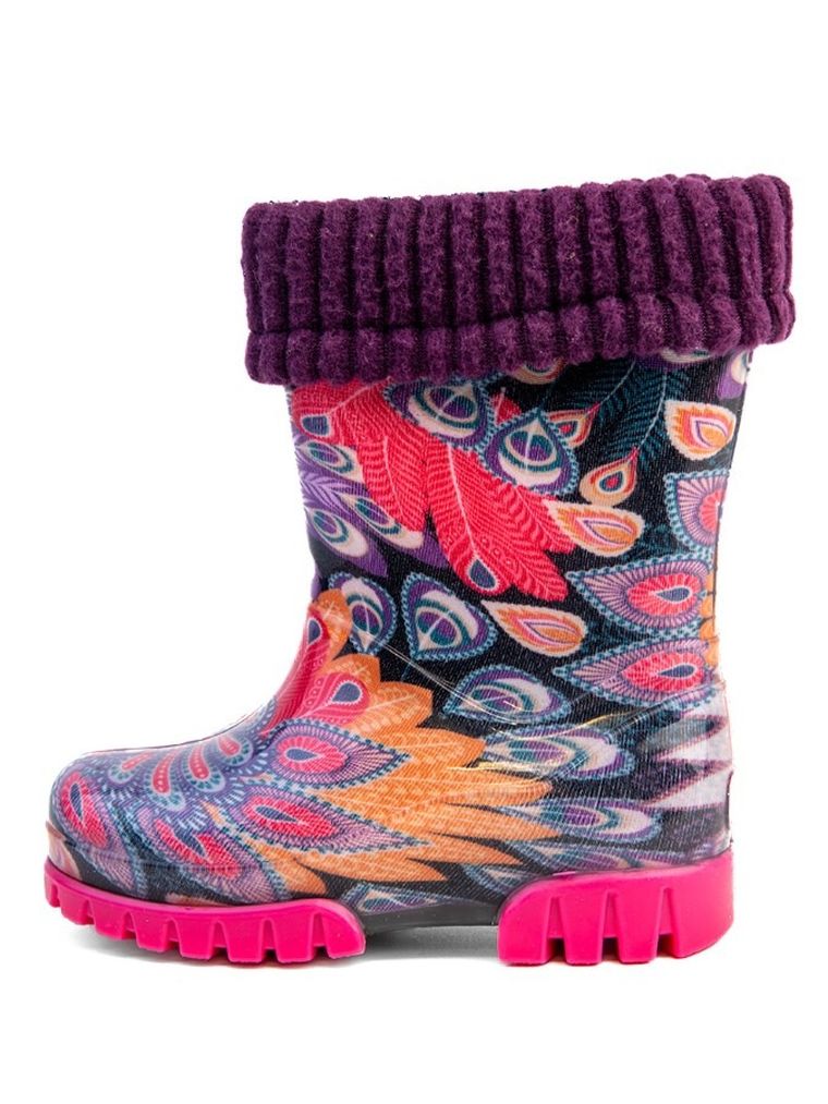 Kalosze dziewczęce, ocieplane, mix, Twister Lux Print, Demar