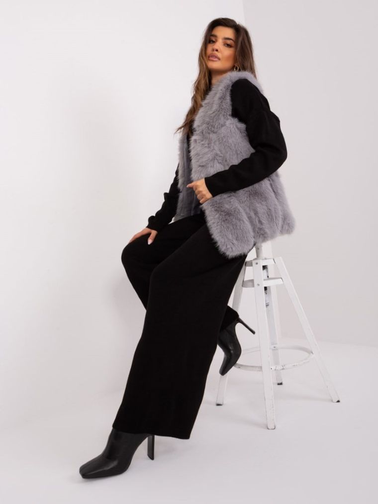 Kamizelka damska, szara, Italy Moda