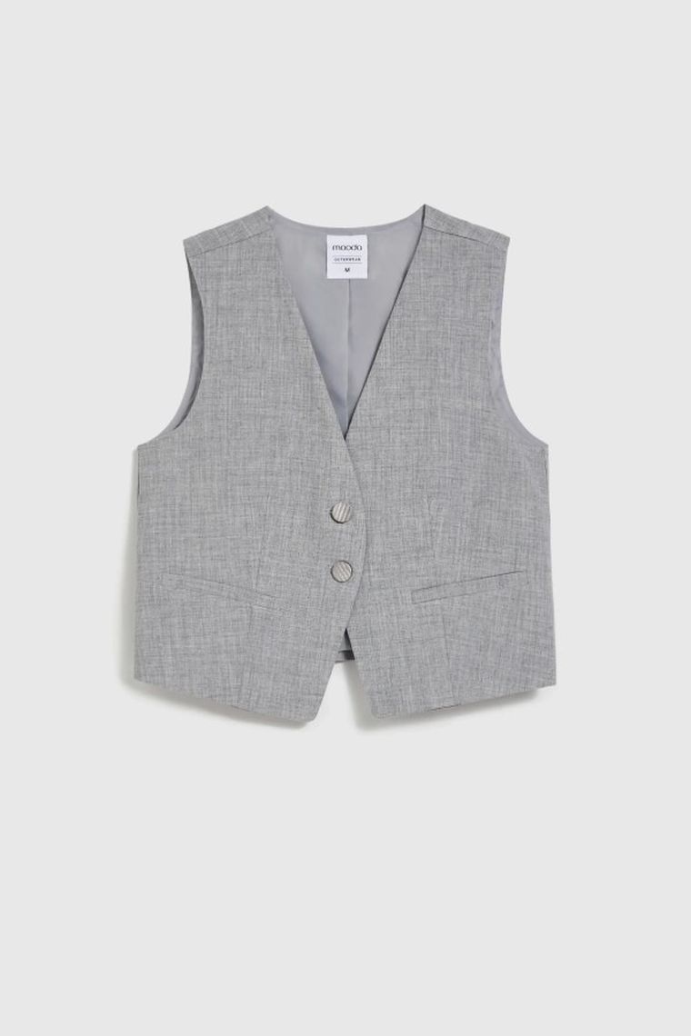 Kamizelka damska, szara, Moodo