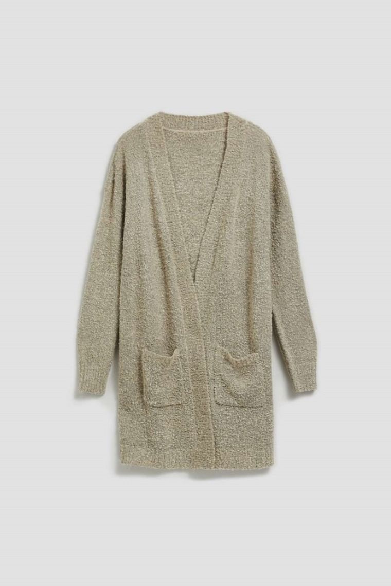 Kardigan damski, beżowy, Moodo