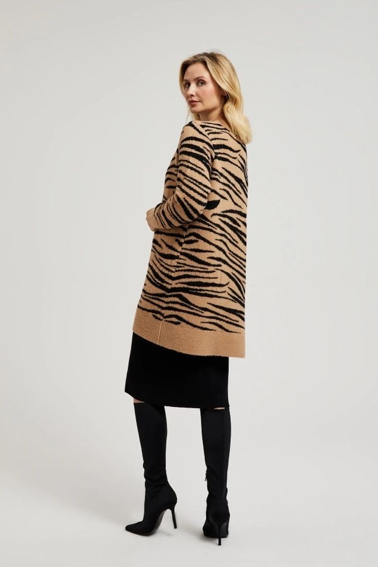 Kardigan damski, beżowy, Moodo