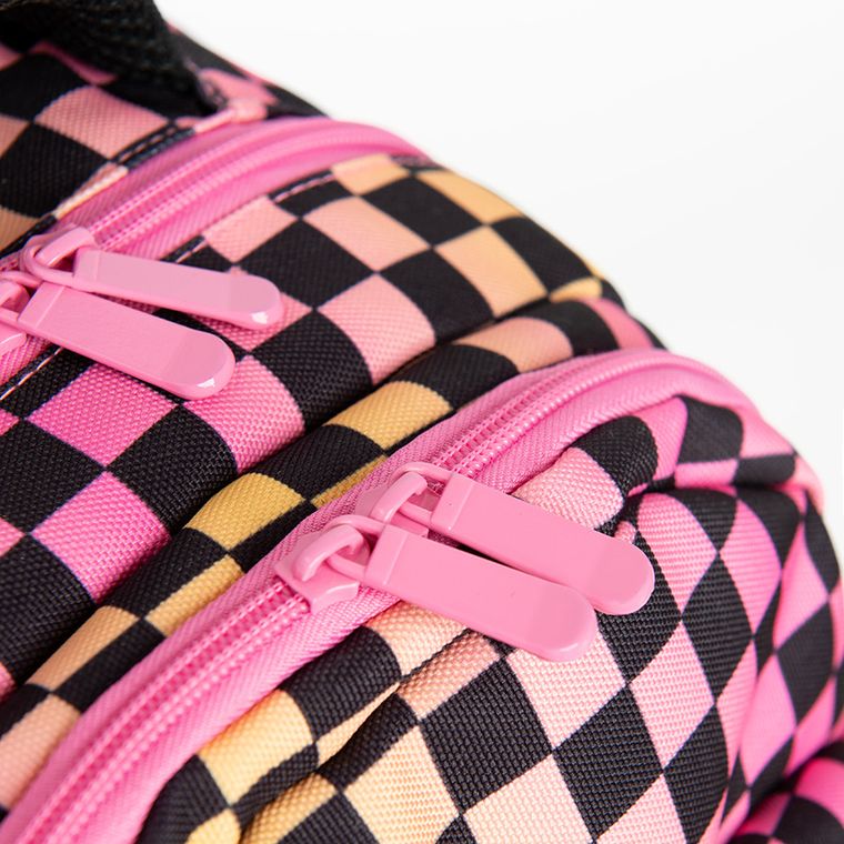 Kayokki, plecak szkolny, 2-komorowy, Szachownica różowo-pomarańczowa