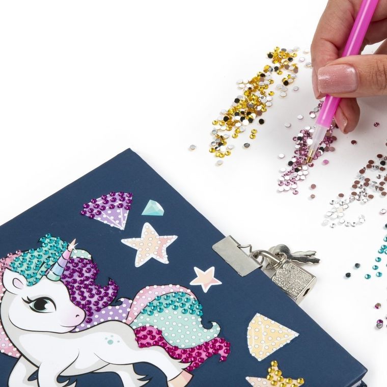 Kidea, diamentowy pamiętnik z kłódką + długopis 3 kolorowym jednorożec