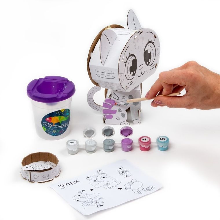 Kidea, figurka 3D, malowanie po numerach, kotek