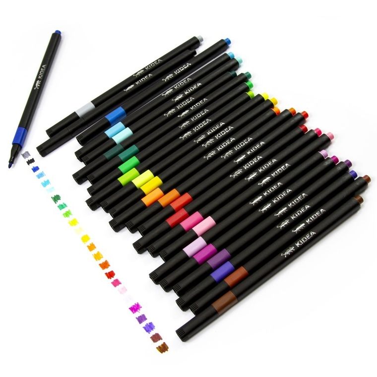 Kidea, flamastry kwadratowe w metalowym pudłeku, 24 kolory