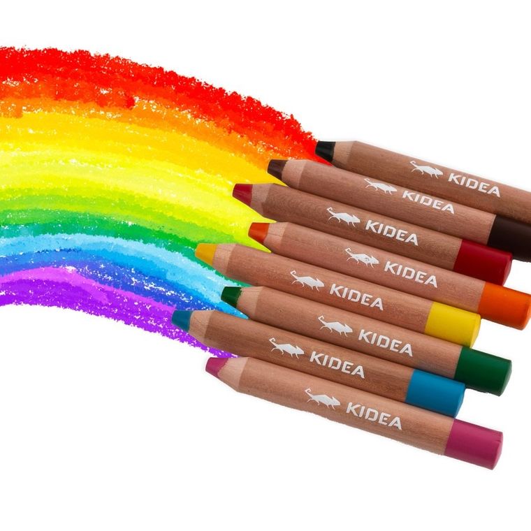 Kidea, Kredki Super Jumbo, 8 kolorów, zestaw z temperówką