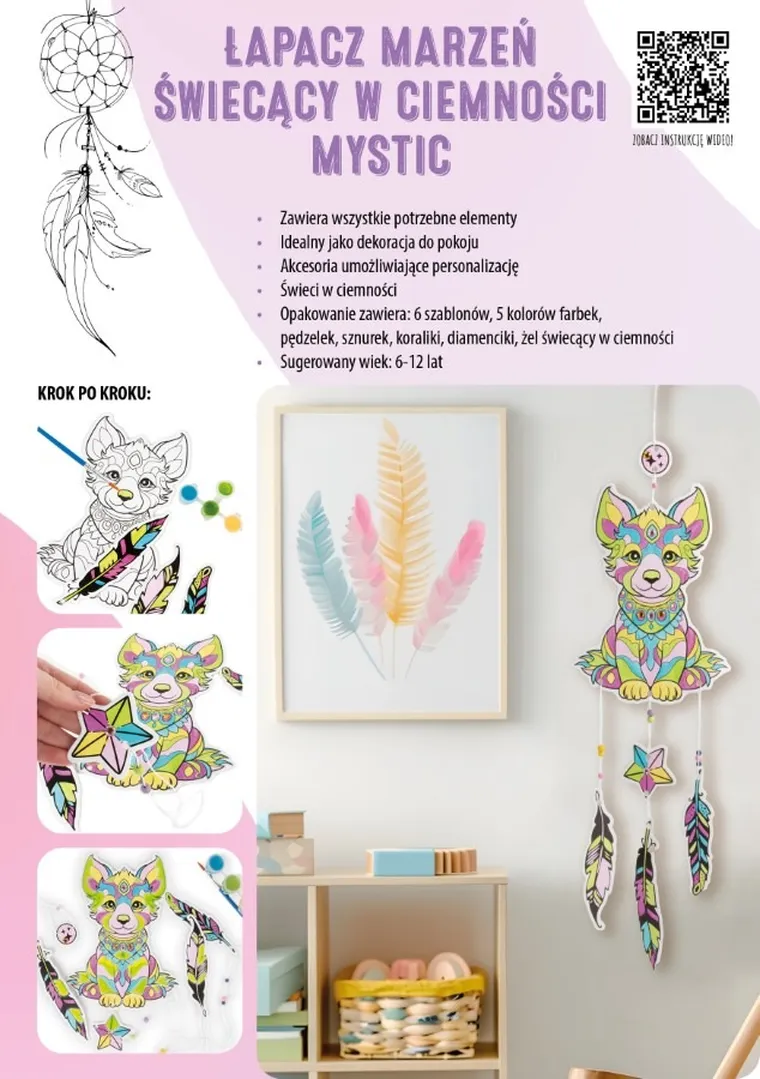 Kidea, Mistyczny łapacz marzeń, świecący w ciemności, zestaw kreatywny