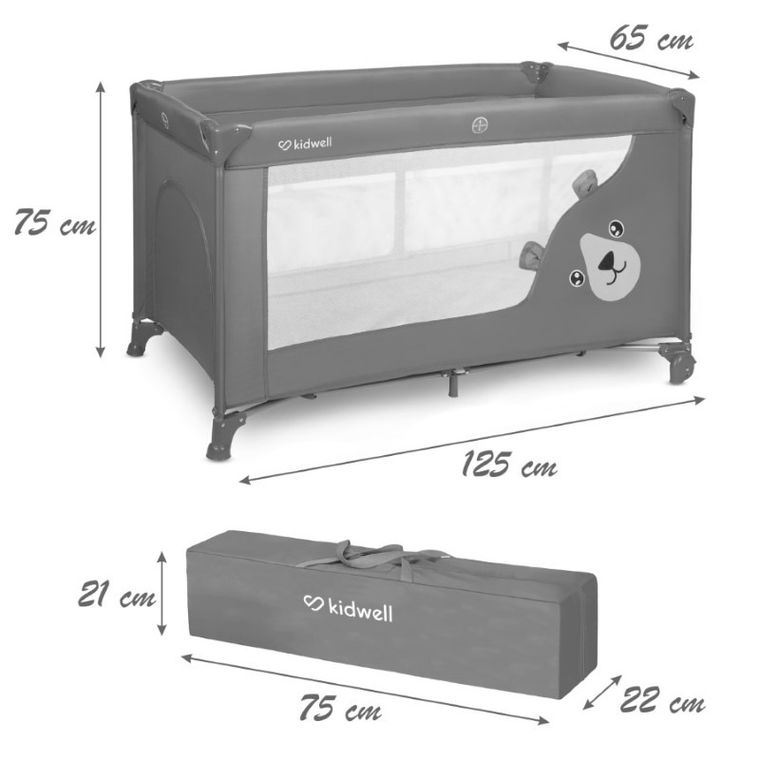 Kidwell, Blissy Duo, łóżeczko turystyczne, Gray