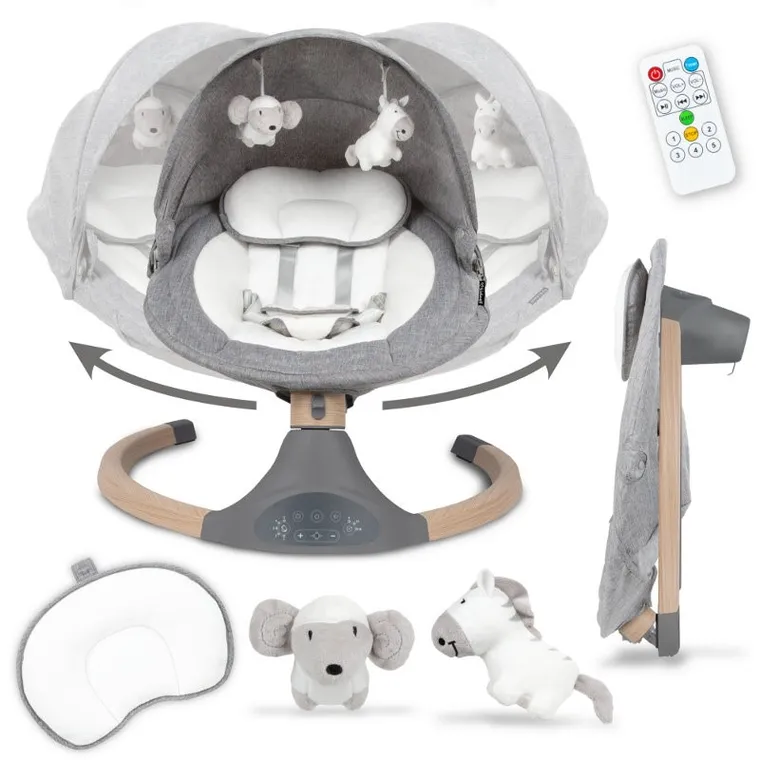 Kidwell, Luxi, bujaczek leżaczek 2w1, elektryczny, dark melange, wooden