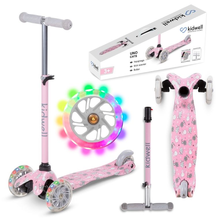 Kidwell, Uno, hulajnoga 3-kołowa LED, balansowa, cats