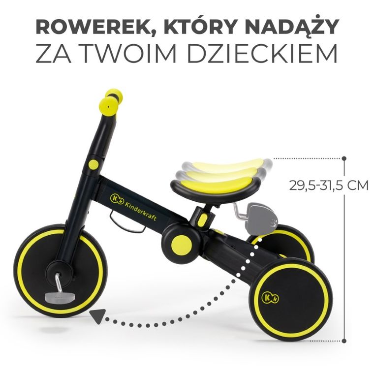 Kinderkraft, 4Trike, rowerek trójkołowy, Black Volt