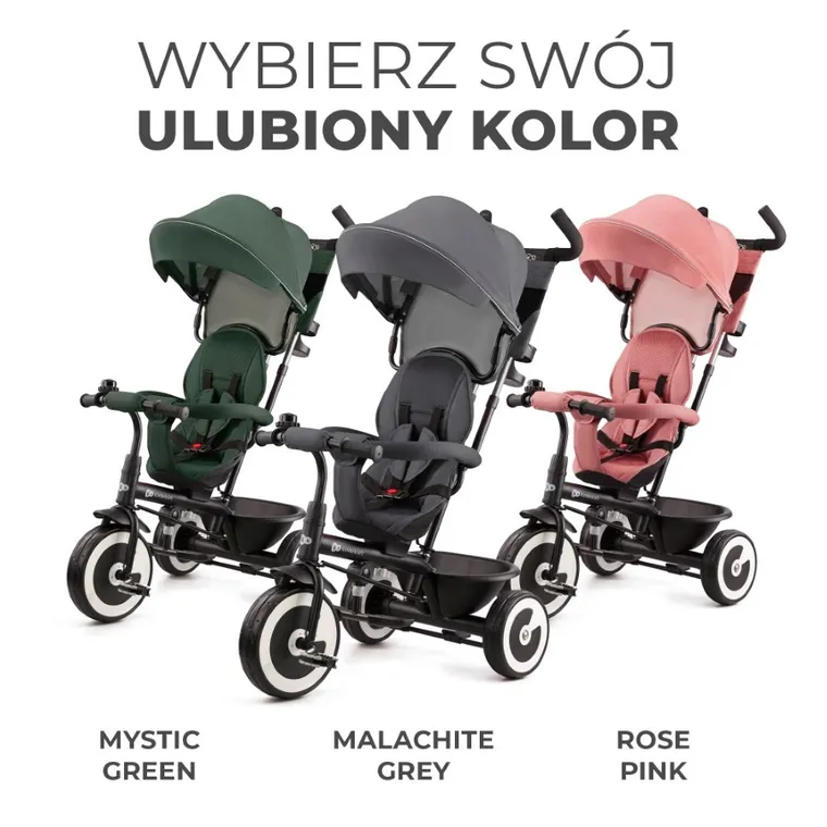 Kinderkraft, Aston, rowerek trójkołowy, Malachite Grey