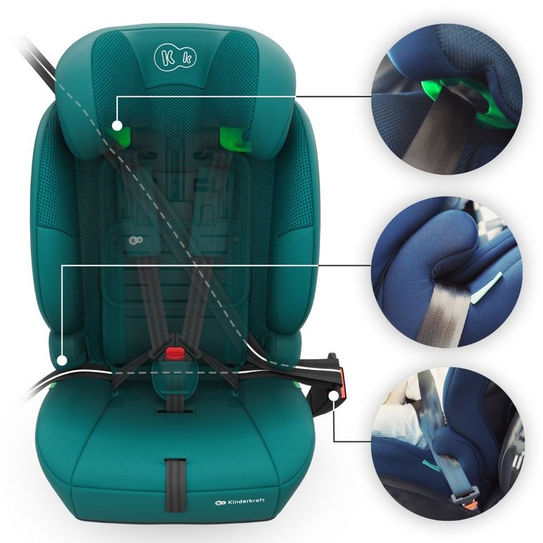 Kinderkraft, Comfort Up 2 Plus, i-Size, fotelik samochodowy, green, 100-150 cm