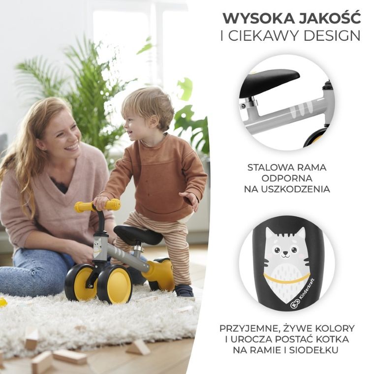 Kinderkraft, Cutie, rowerek biegowy, żółty