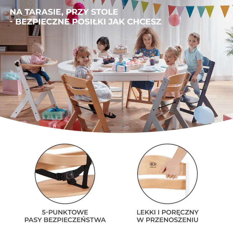 Kinderkraft, Enock, krzesełko do karmienia 3w1, białe