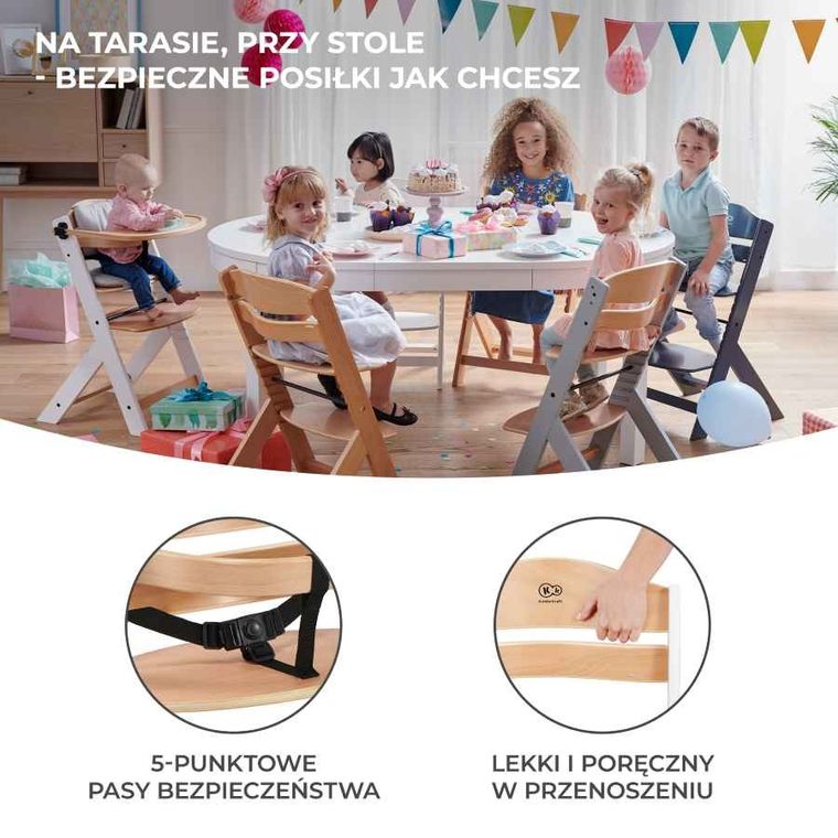 Kinderkraft, Enock, krzesełko do karmienia 3w1, białe