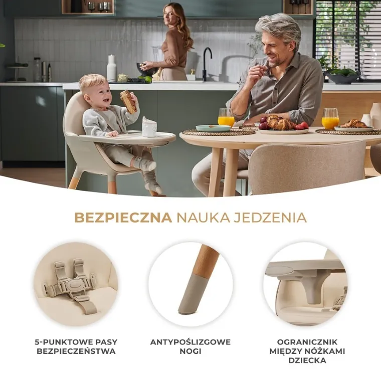 Kinderkraft, Fini 2, krzesełko do karmienia, Beige