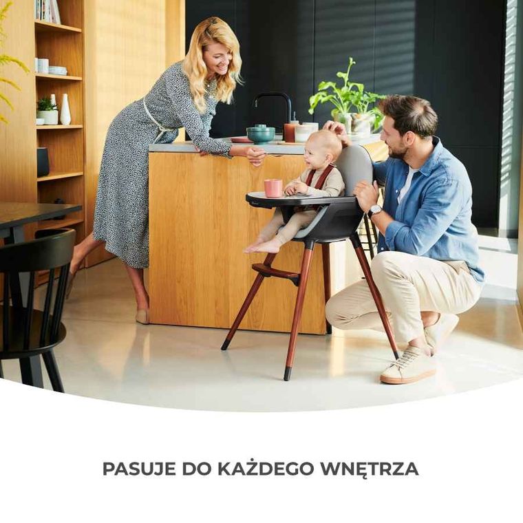 Kinderkraft, Fini, krzesełko do karmienia, 2w1, szare